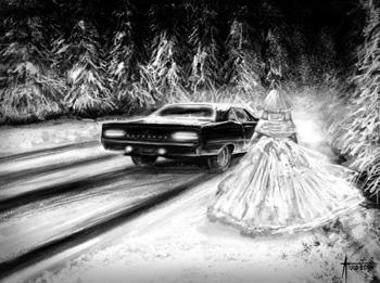 L'autostoppeuse,vêtue de blanc.